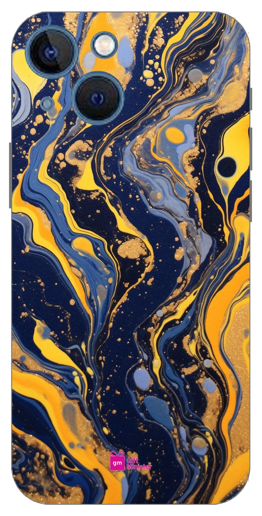 Gift Minister Soft Designer Mobile Case for Apple iPhone 13 Back Cover Silver - Blue Gold Marbled Fabric Wavy Majestic Ports White Navy Chillwave Humble Charm Gutai Graphic Impact 1Pcs 1701R