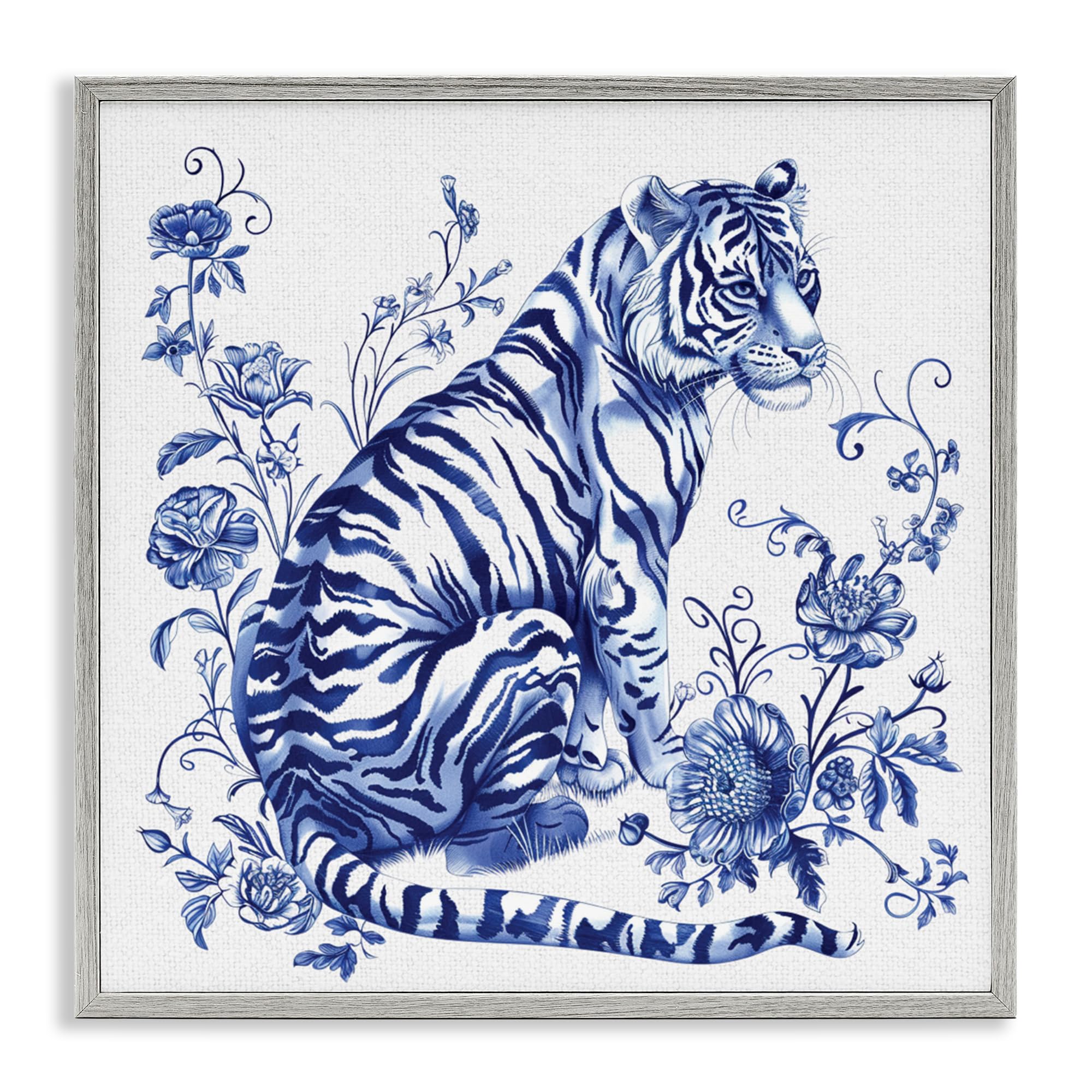 'Traditional Ornate Floral Tiger'| Framed Giclee Art