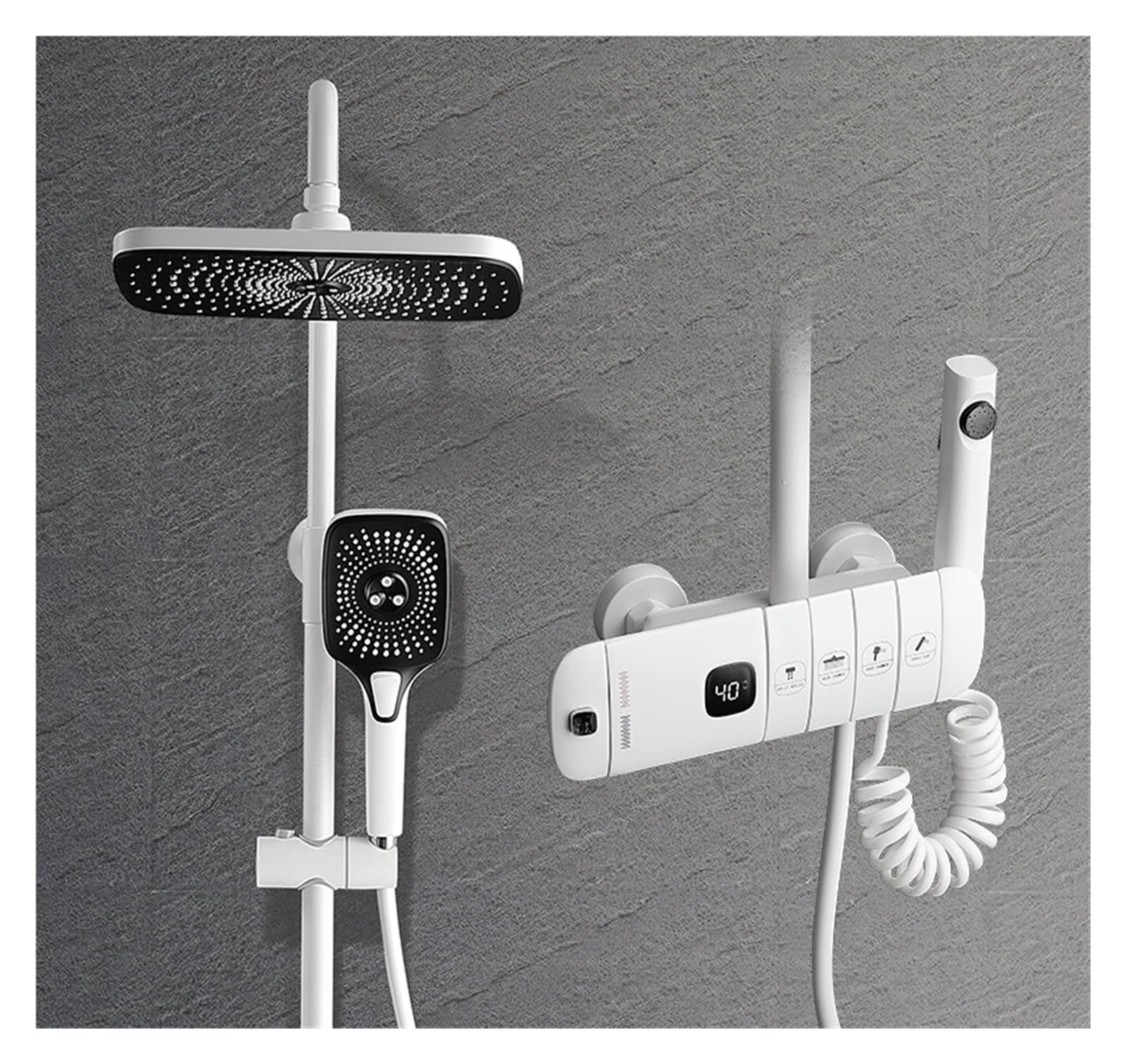 Doccia Digitale a LED Set Doccia termostatico for Bagno Vasca da Bagno Montaggio a Parete Spa Rubinetto for Vasca a Pioggia Set di rubinetti di Lusso Moderni(02 Hot And Cold)