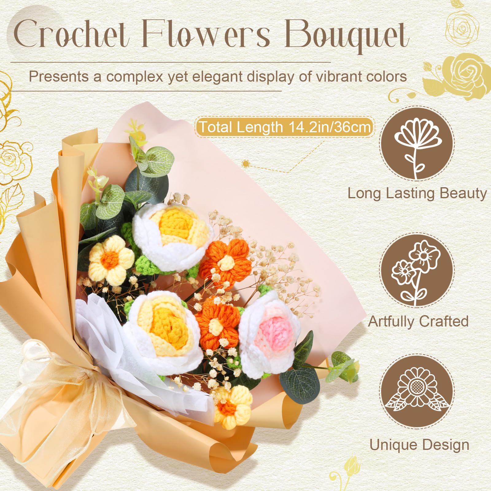 Amazon.com: Hotop Crochet Flower Bouquet Completed Artificial
