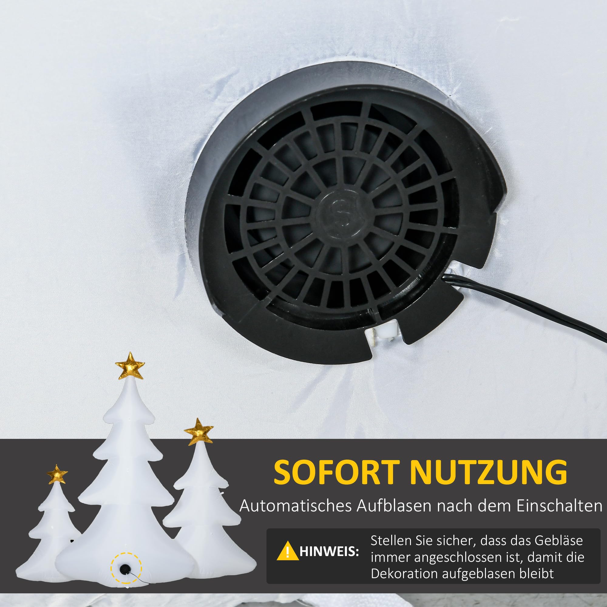 HOMCOM 210cm Aufblasbarer Weihnachtsbaum mit LED-Lichtern 3er Set | Aufblasbare Weihnachtsdeko, Weihnachtsdekoration, Dekoration für Außenbereich, Weihnachten, Hof, Garten, Rasen