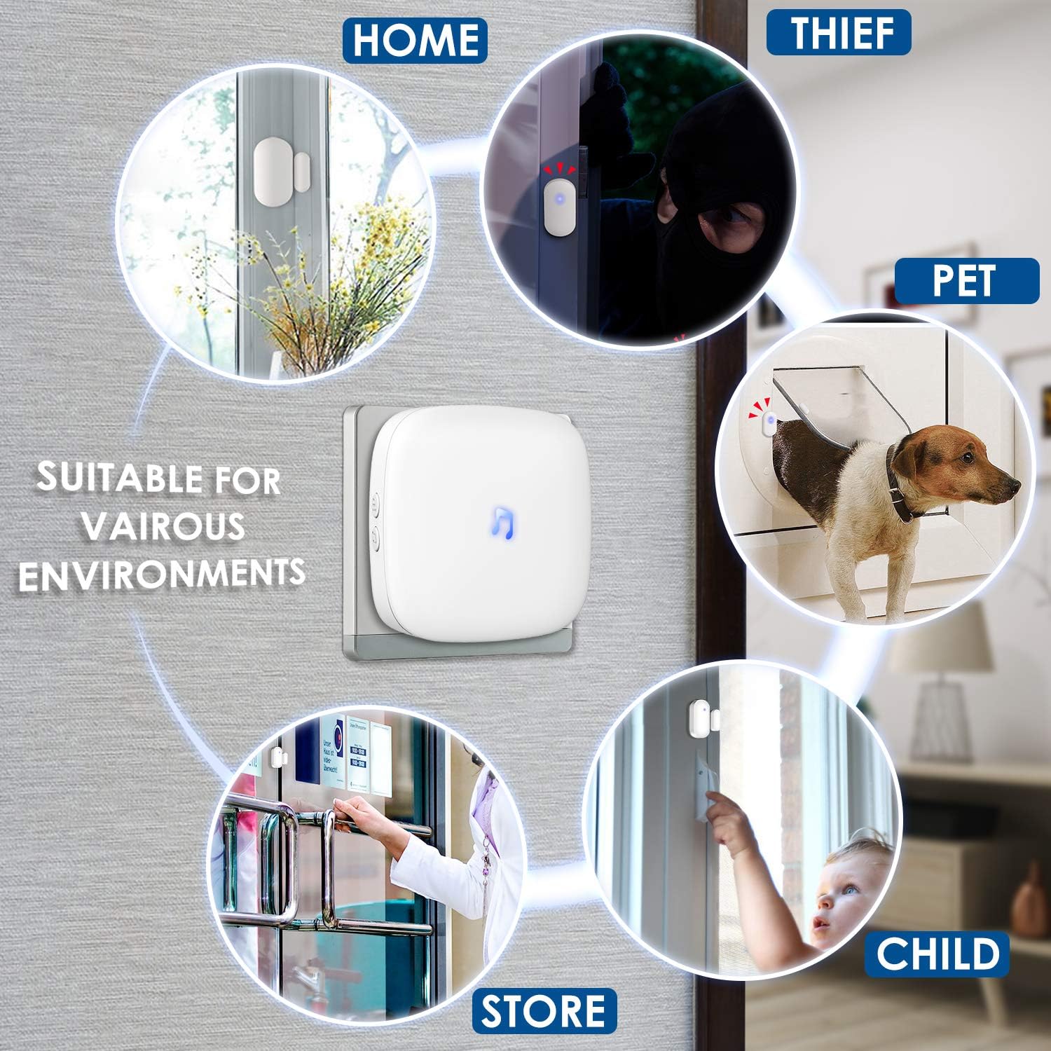 Electrical 5 Volume Levels Doorbell Sensor Chime 600 Feet Range