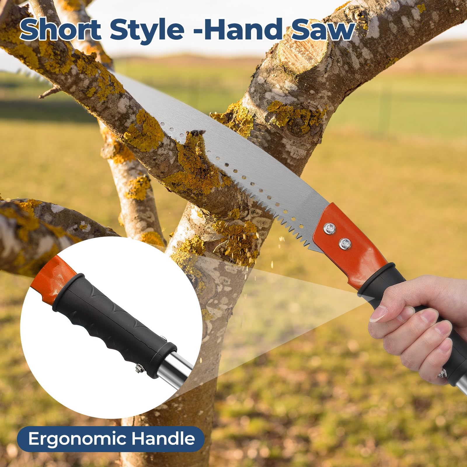 Scies à perche pour élaguer les arbres, sécateur de branches de 2,5 m de long, poteau robuste pour coupe-branches | Poignée ergonomique antidérapante pour cour, jardin et patios pour couper des