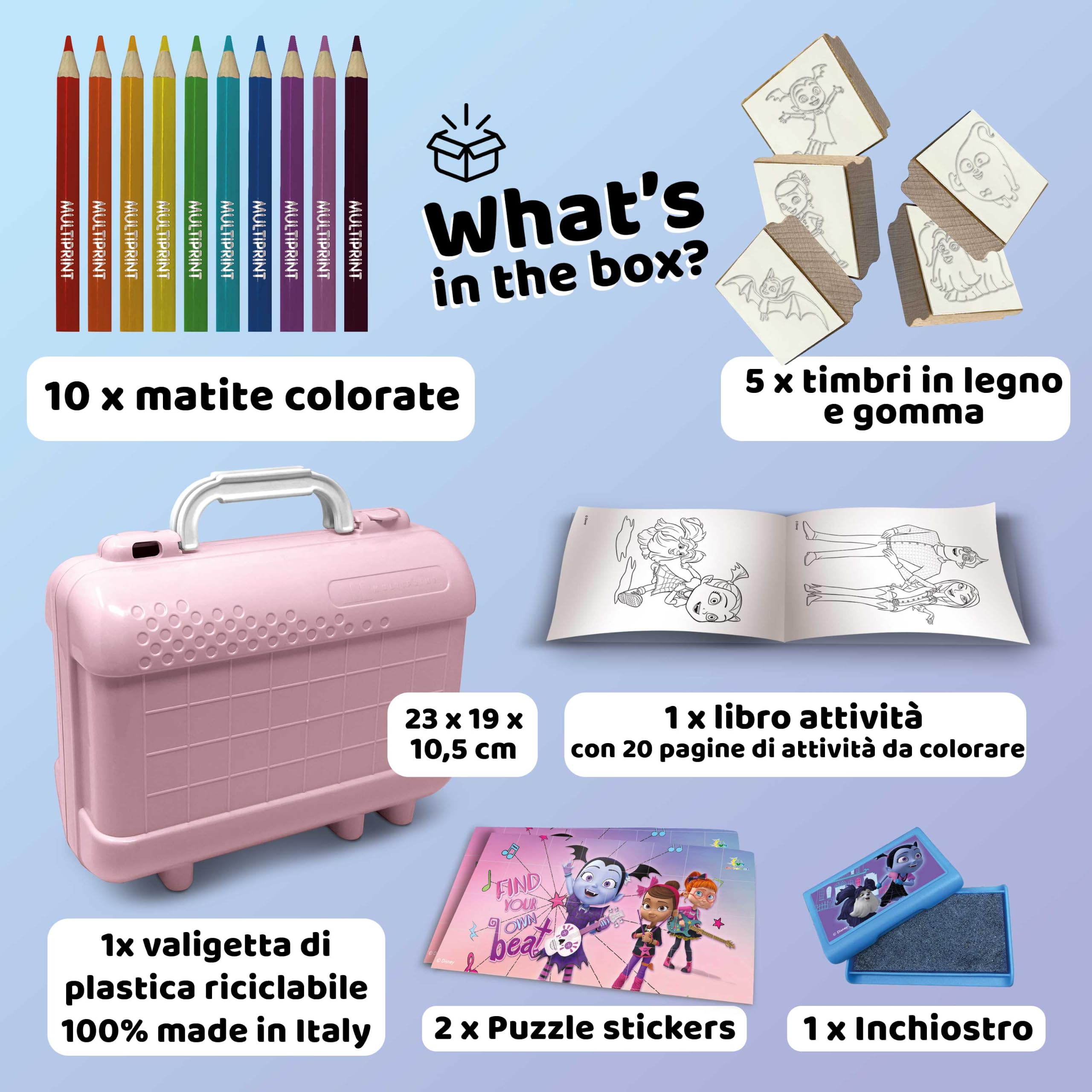 Multiprint - Zestaw pieczątek podróżnych, wampirina w walizce, 81-częściowy