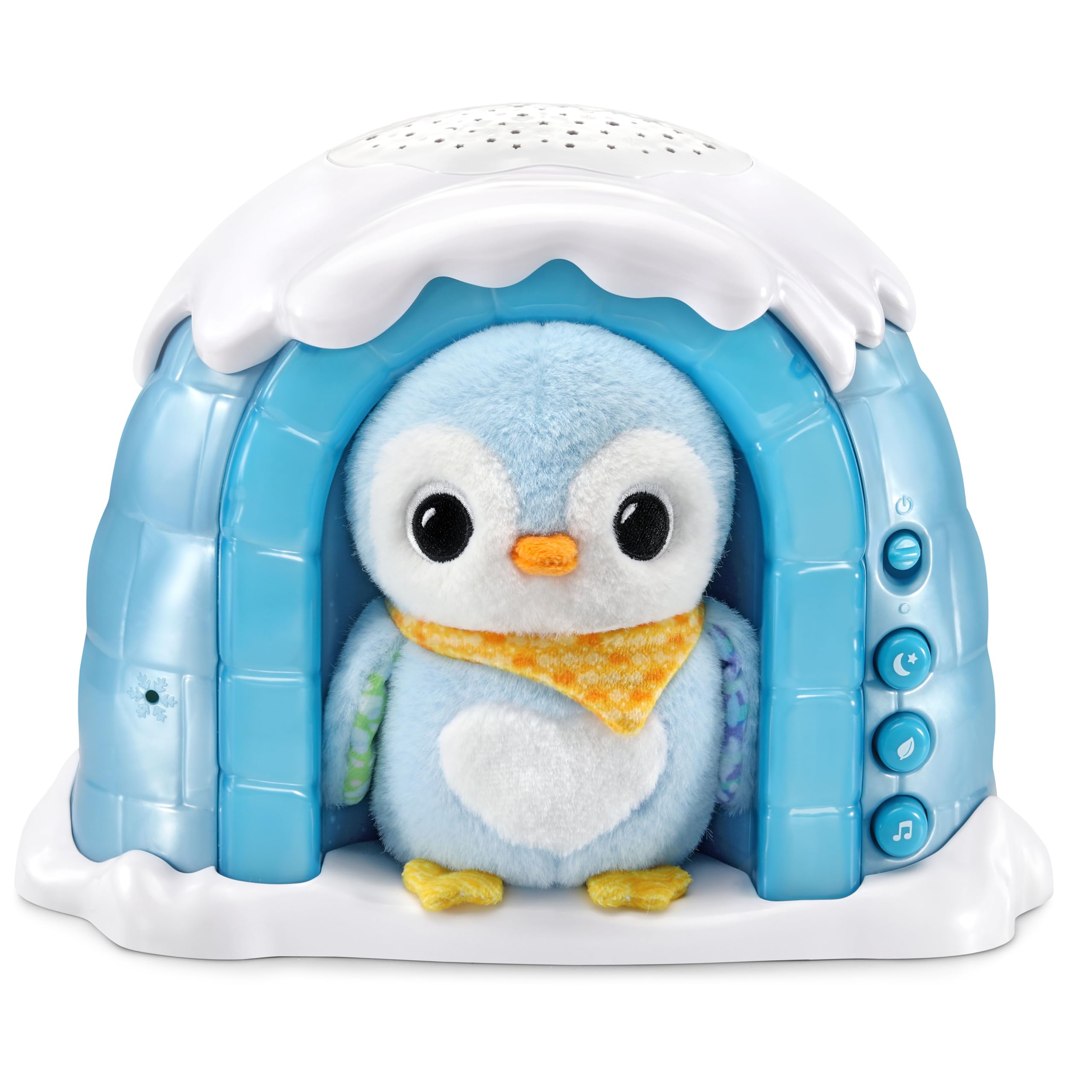 VTech – Luz Nocturna P'tit Pingüino Noche Estrellada, Igloo Nightlight para bebé Musical, proyección Luminosa en el Techo, música Suave, Ruidos Blancos, Doudou pingüino, Regalo de Nacimiento –
