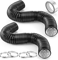 Dreyoo 2-Pack 3-Inch 16FT Flexible Dryer Vent Hose Kit w/ Clamps & Tape - Insulated PVC for HVAC, Exhaust Fans