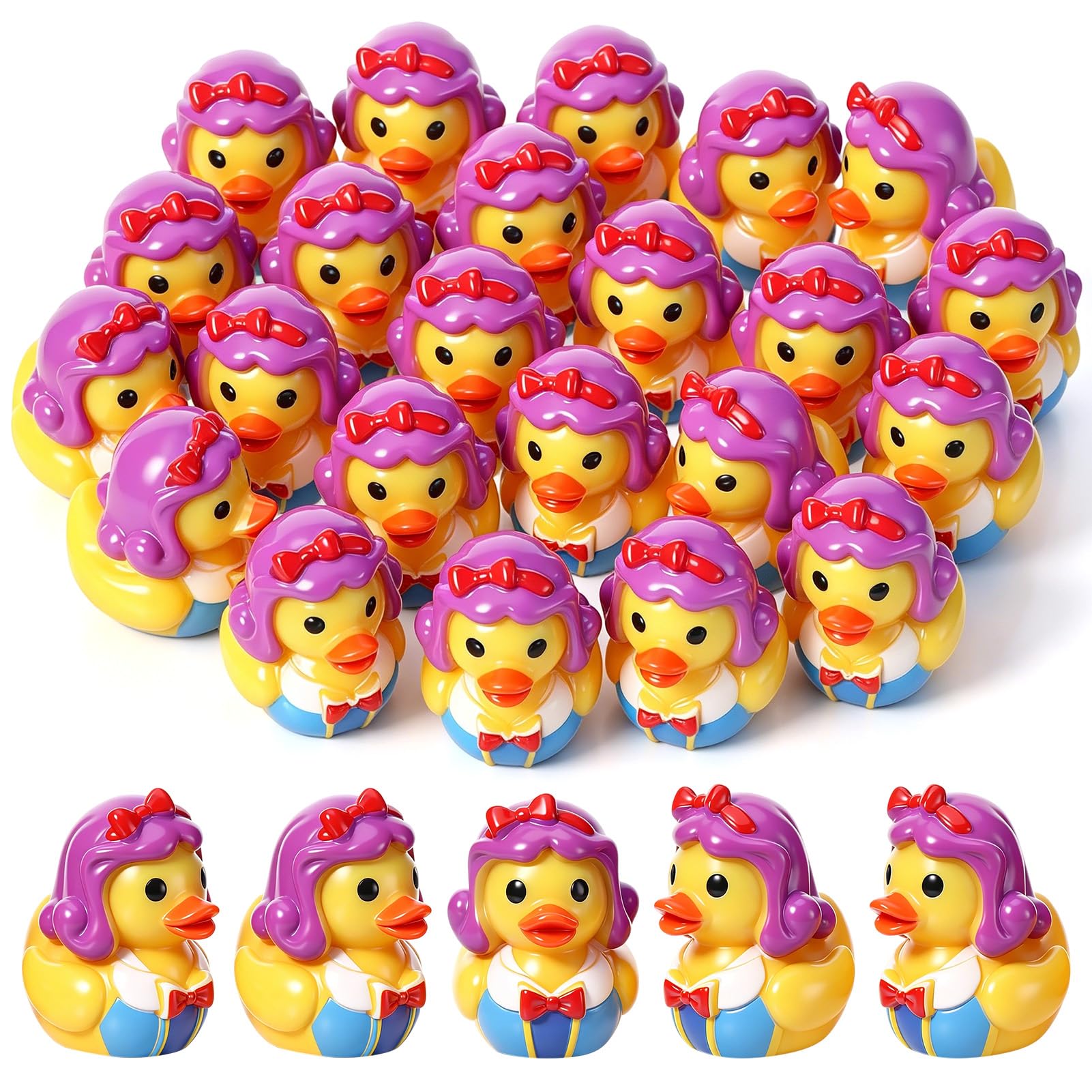 50 Pcs Princess Ducks Toy Figures, Mini Resin Ducks Bulk
