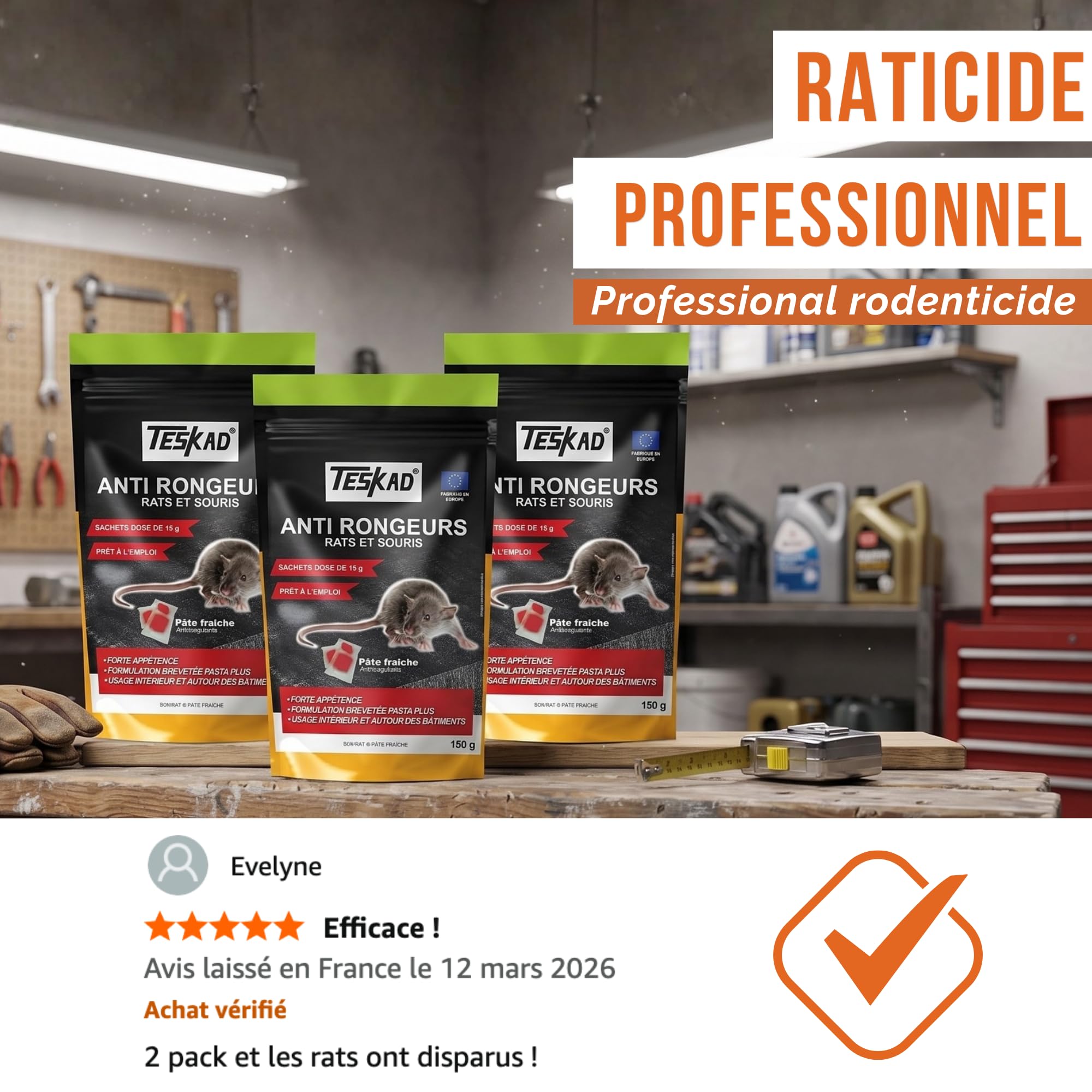 Raticide Souricide Anti-rongeurs maison et jardin – Pâte prête à l’emploi sans parfum – 1 Pack x 150g