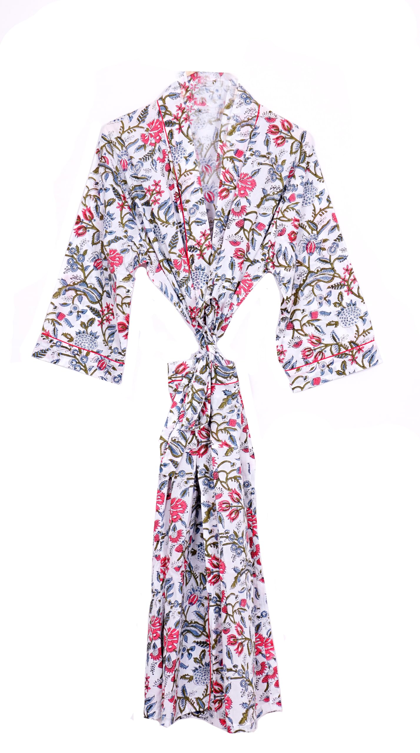 Pure 100% Cotton Robe For Womens Bathrobe Dressing Gown Long sleepwear Free Size Kimono