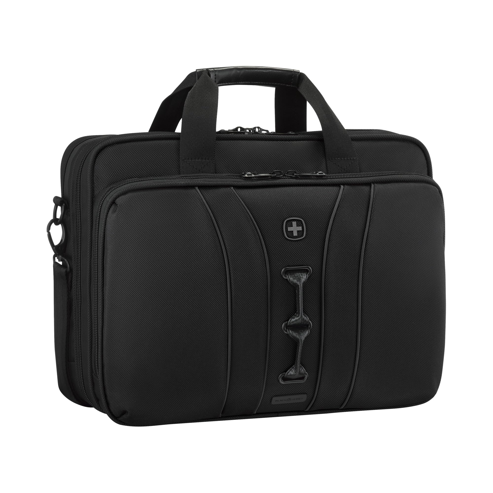 WENGER Legacy Black Series 653630 torba na laptopa do zawieszenia, notebook do 16 cali, kieszeń na tablet, aktówka, 15 l, do biura biznesowego, czarna, czarny, Black Series Brief Laptop-Tasche