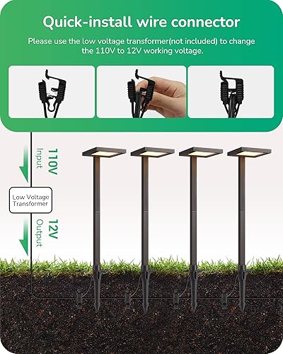 Miniatura 5 de EDISHINE Iluminación de paisaje de bajo voltaje, 5.6W 151LM 3000K 50,000 horas de luces LED impermeables para caminos, iluminación de paisaje al