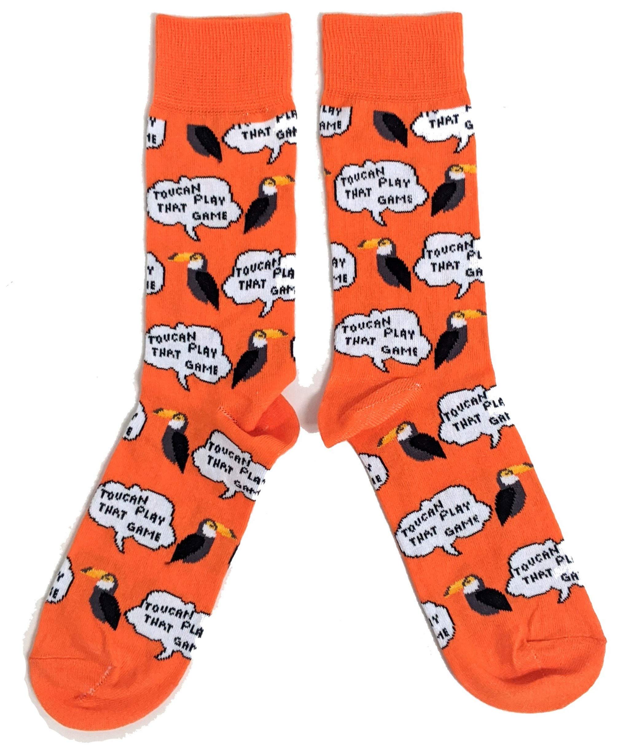 Mens Toucan Play That Game Orange Word Pun Socks 6-11 UK / 39-45 Eur/ 7-12 USA