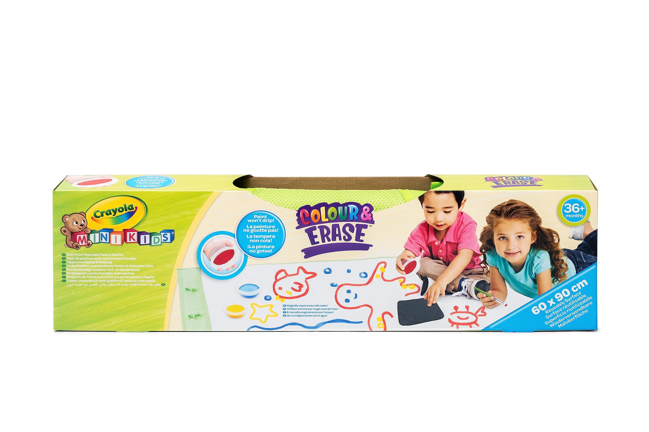 CRAYOLA Mini Kids - Mata do malowania i przemalowywania, Maxi powierzchnia wielokrotnego użytku do malowania zmywalnymi temperami, wiek 36 miesięcy, dla 3-latków, 81-1528