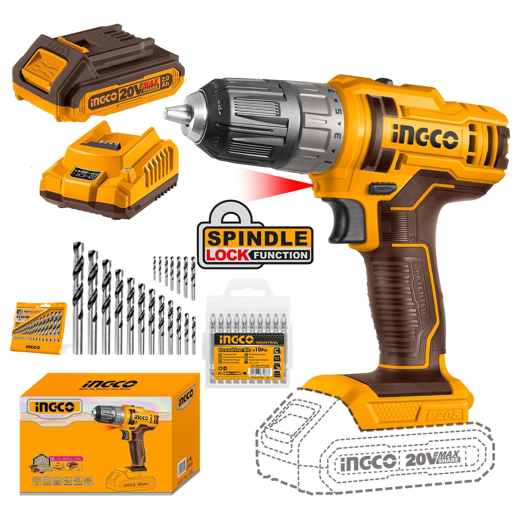 See full amazon price history chart for Ingco Cordless Drill Machine With Battery And Charger, 0.8-10Mm, Spindle Lock Function, 45Nm, 15+1, With 19 Pcs Hss Twist Drill Bits And 10 Pcs Screwdrivers (Multicolour) Ingco Cordless Drill Machine With Battery And Charger, 0.8-10Mm, Spindle Lock Function, 45Nm, 15+1, With 19 Pcs Hss Twist Drill Bits And 10 Pcs Screwdrivers (Multicolour) (B0D97TNYBR) Amazon Price History, Amazon Price Tracker