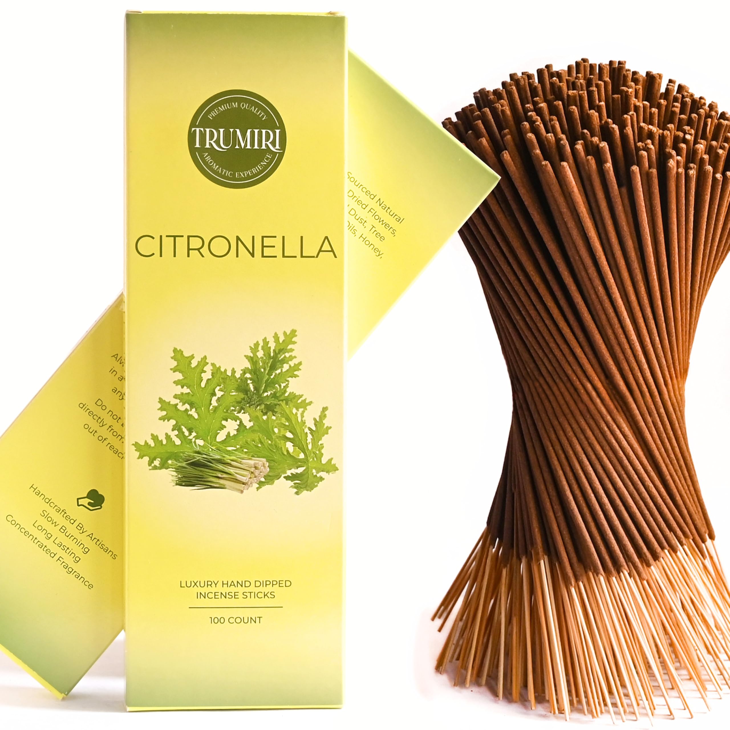 Citronella Incense Sticks - Pack of 100 Insence-Sticks - Made with Natural Citronela Oil - Scented Insense Outdoor Inscents Non Toxic Incents