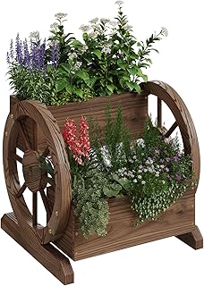 Aoxun Planter Boxes, 2 Tire Flower Planters Outdoor with Wheels, Outdoor...