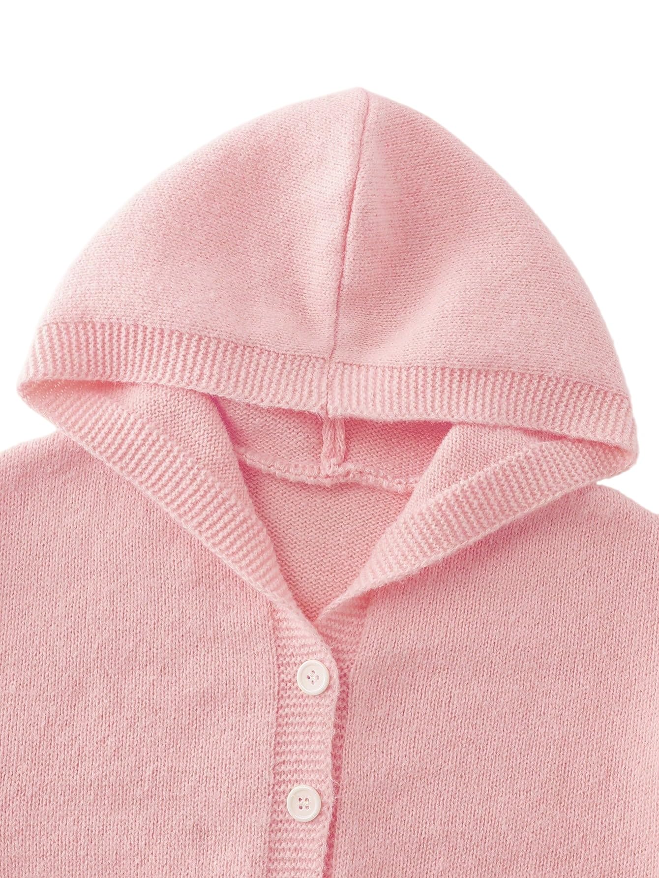 SweatyRocks Chaqueta de punto para niña de manga larga, bonita chaqueta con capucha, chaqueta con capucha para otoño, chaqueta con capucha con botones, para 4-8 años