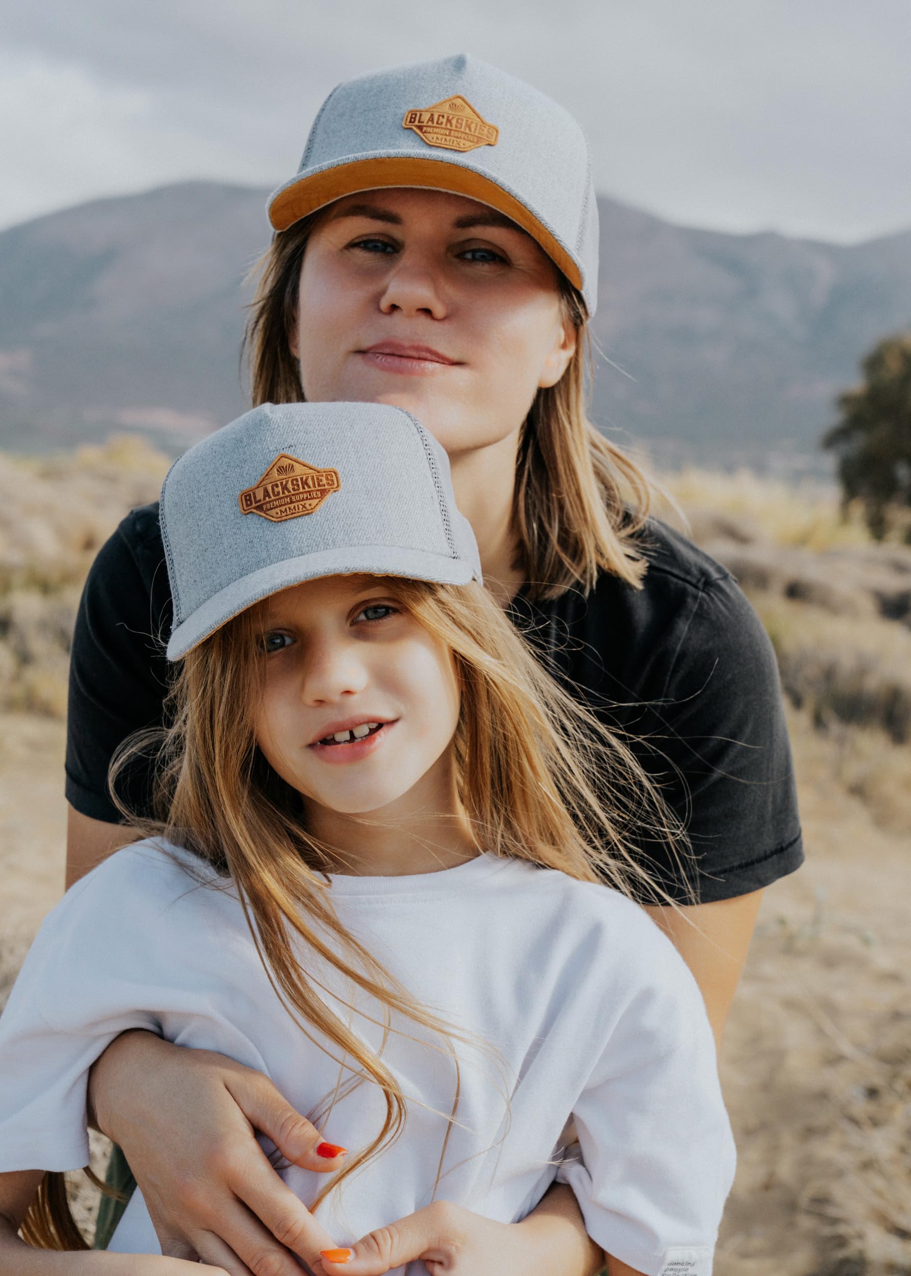Blackskies® Essentials Trucker Cap – zestaw 2 szt. dla rodziców i dzieci – czapka baseballowa dla matki i ojca dziecka, prezent dla taty, syna i córki