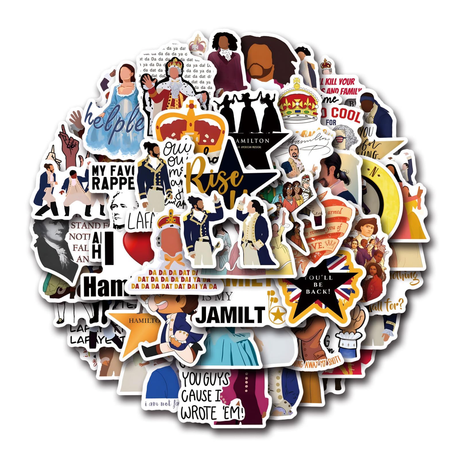 55 Pcs Hamilton Stickers,Waterproof Hamilton Stickers, Musical Sticker for Hamiltons, for Suitcase Laptop Skateboard Water Bottle Car Backpack Guitar Bedroom Decor