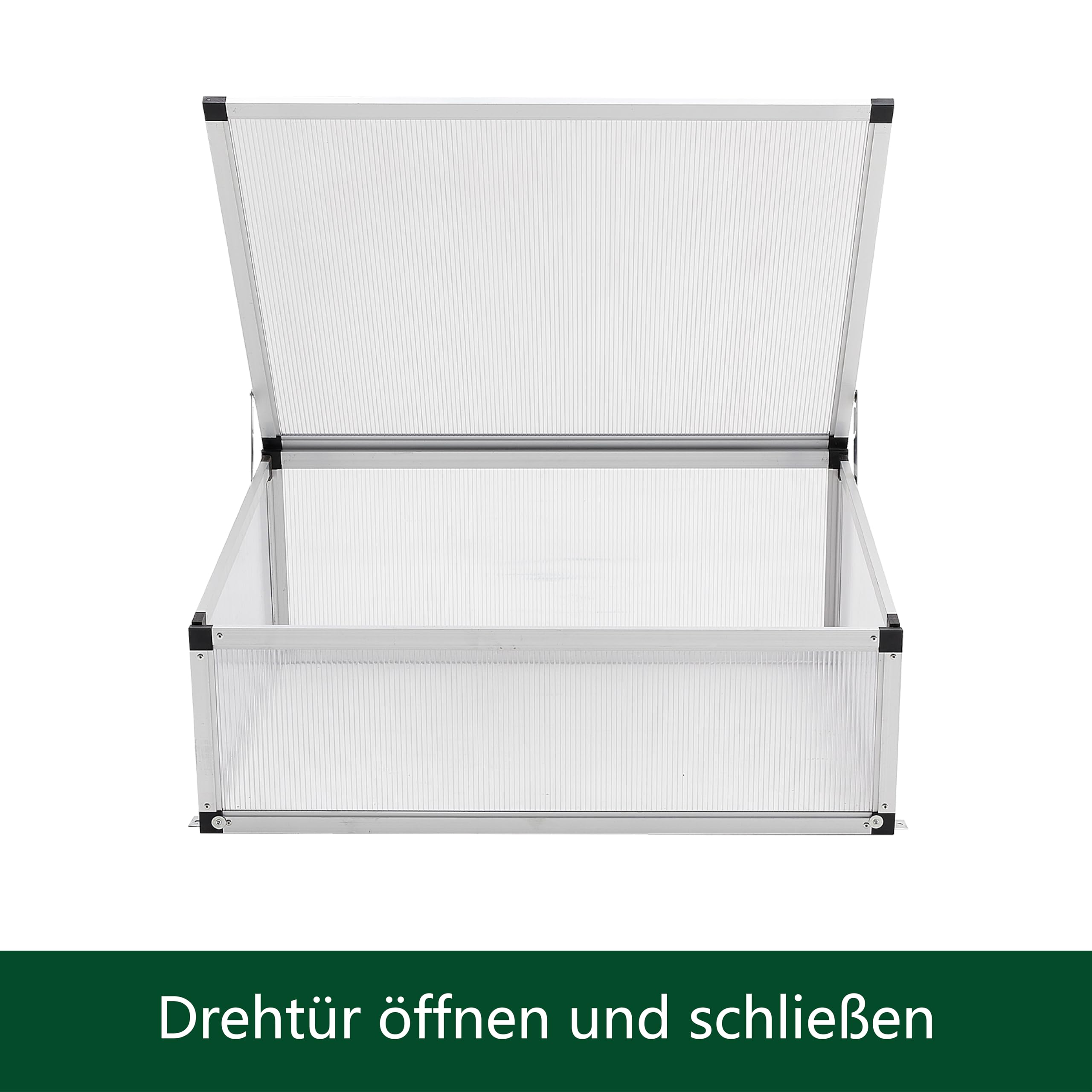 Alu Frühbeet lichtdurchlässig Frühbeetkasten Mini Gewächshaus Treibhaus UV Schutz Pflanzbeet 77x58x30cm Einzeldach Silbern