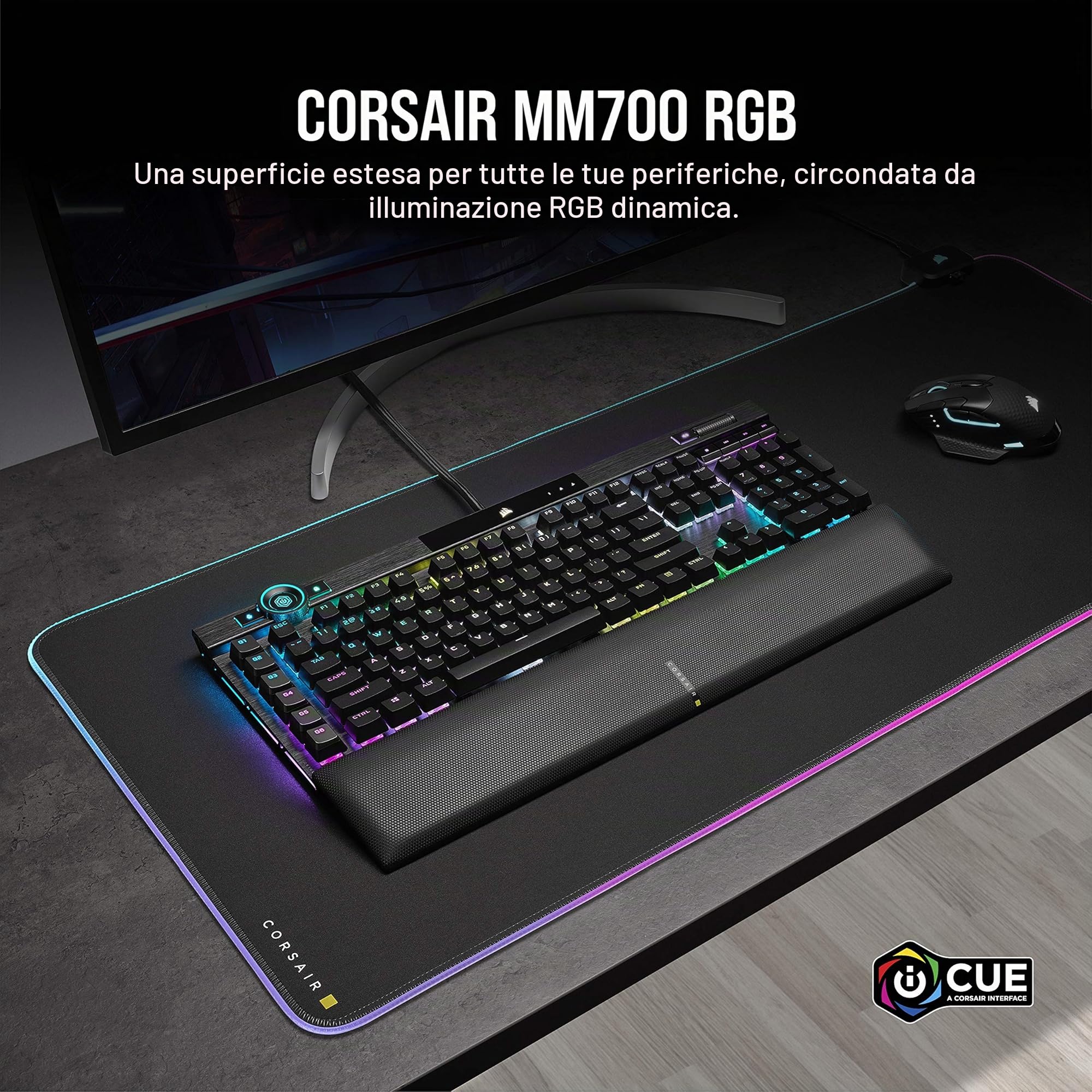 Corsair MM700 RGB EXL Tappetino Mouse, Nero