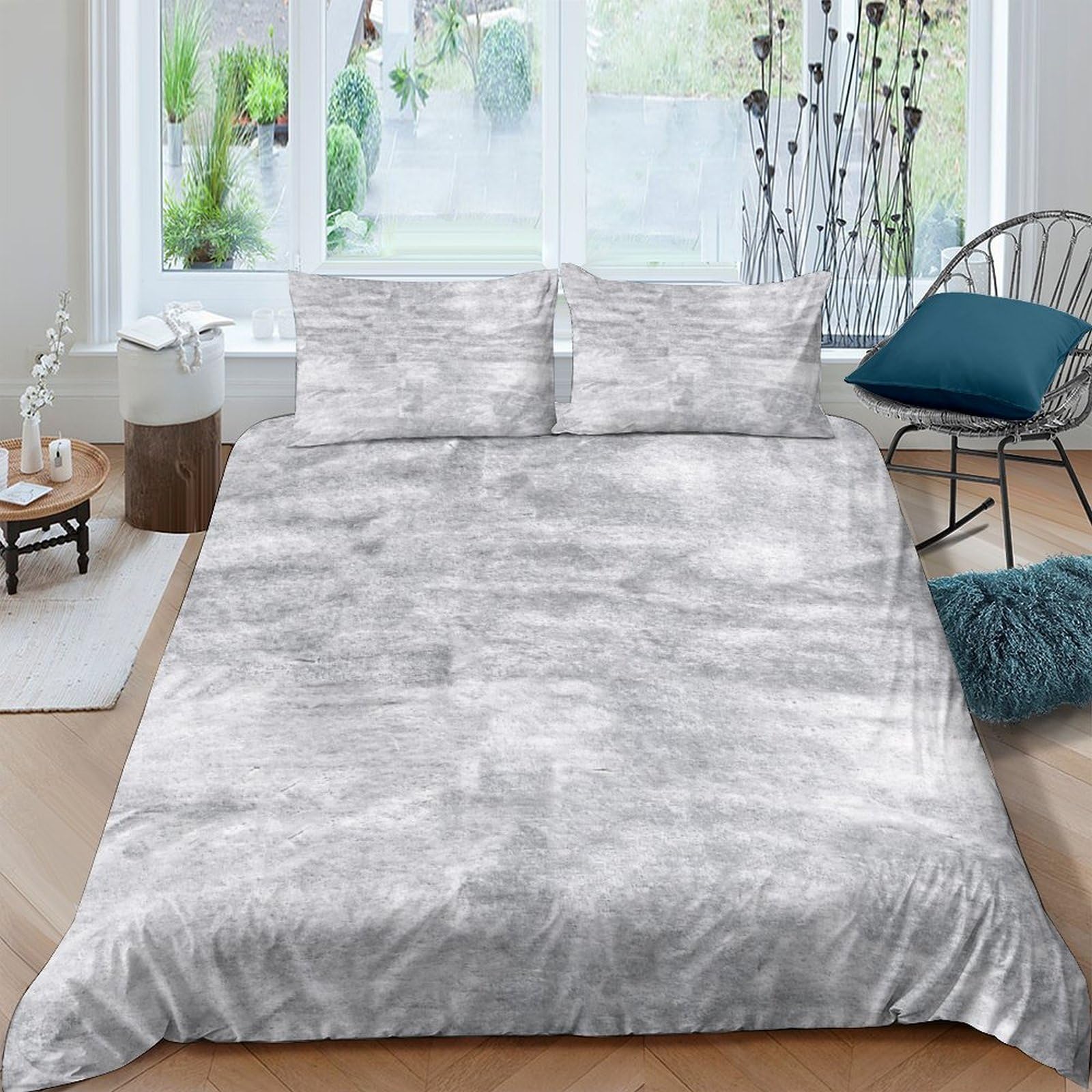 Ctjqhvkz Style-1 3D Printed Misty Grey Abstract Fitted Sheet Microfiber Soft Breathable Marble Texture Mattress Cover Bedroom Decor Single（135X200cm）