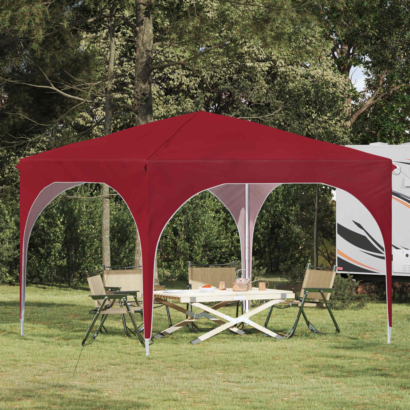 Pop-up namiot imprezowy bordowy, 290 x 290 x 245 cm, składany, z ochroną UV i deszczem, stabilny namiot ogrodowy na kemping, taras, składany namiot z torbą do przenoszenia i regulacją