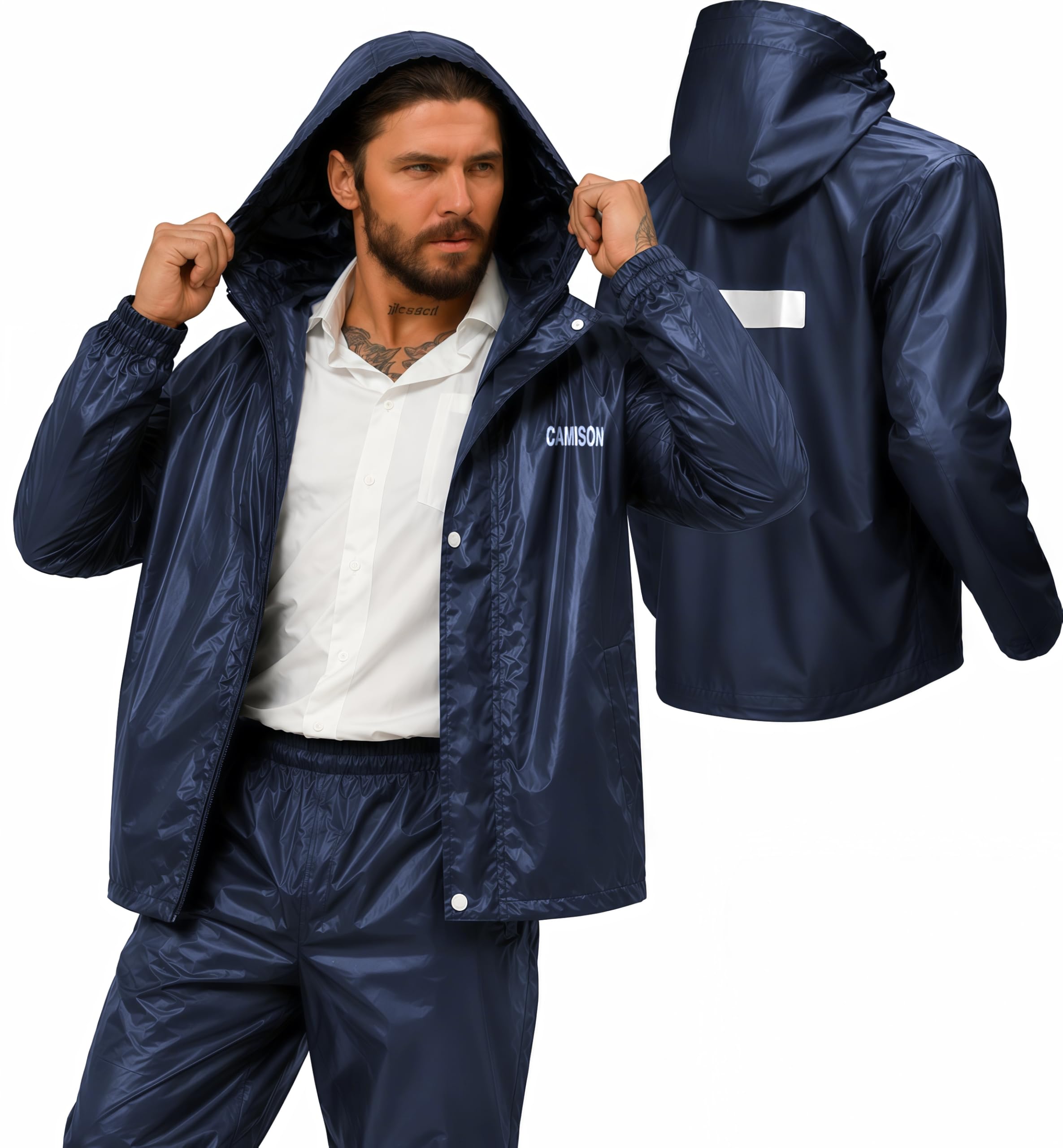 camison Mens Raincoat Suit with Pant Set Luxova Series | Waterproof Lightweight Breathable Rain Wear | Strong Stitching, Elastic Cuff & Waterproof Zipper Raincoat for men waterproof-picture-18