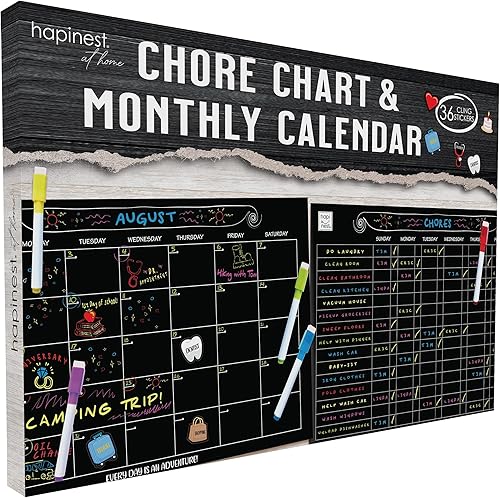 Miniatura 6 de Hapinest Tabla magnética de borrado en seco y calendario mensual para varios niños, adolescentes y familia, paquete de 2 para refrigerador, 5
