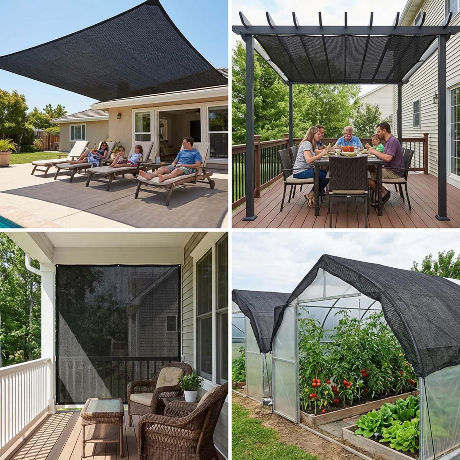 Malla de Sombreo Negra Resistente 90% Protección UV con Ojales, Toldo Grande de Red para Exteriores Malla de Ocultación para Patio, Pérgola, Garaje y Jardín(8x8 M)