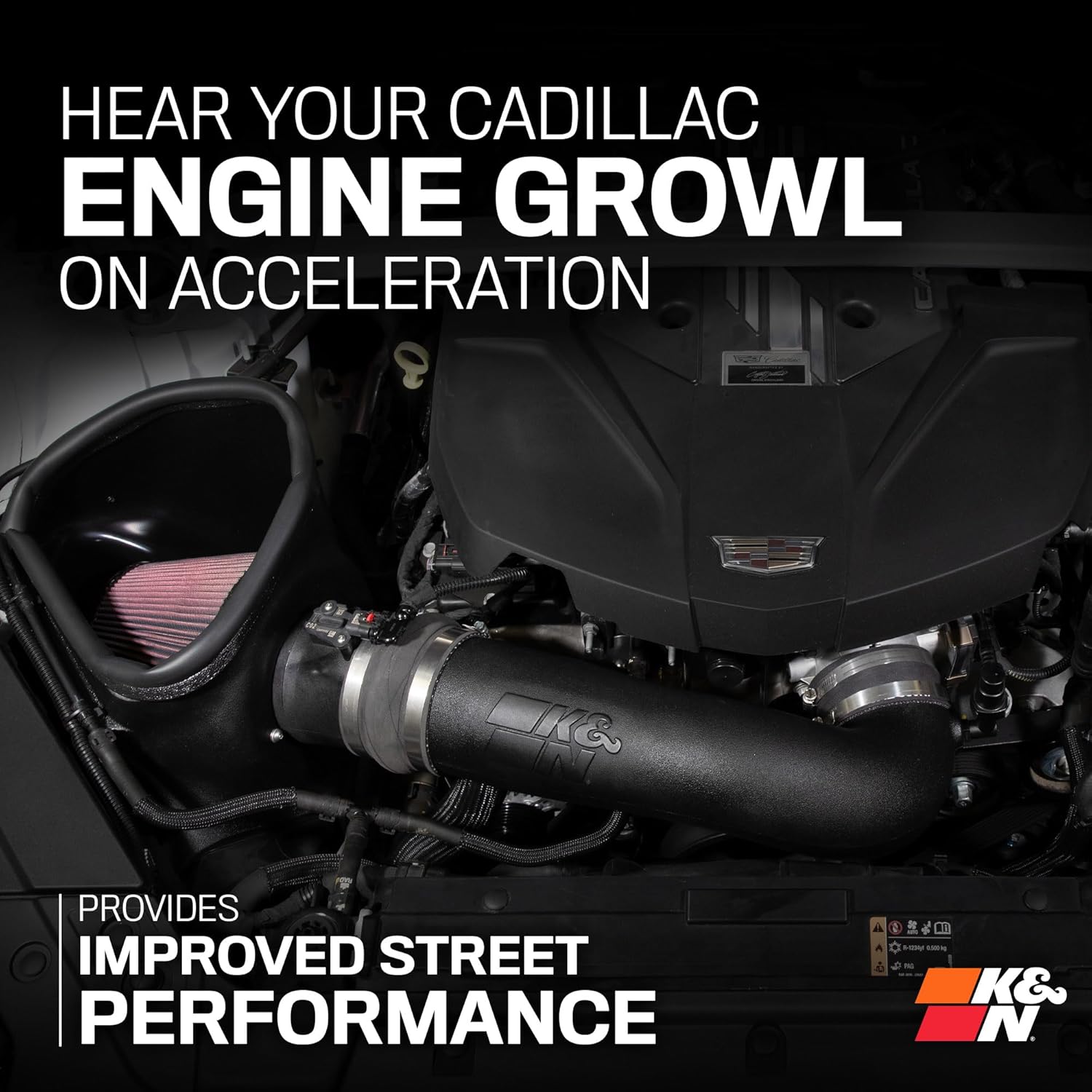 K&N Cold Air Intake System: High-Flow Air Filter, Increase Performance & Acceleration: Compatible with 2022-2025 Cadillac: CT5, 63-3121