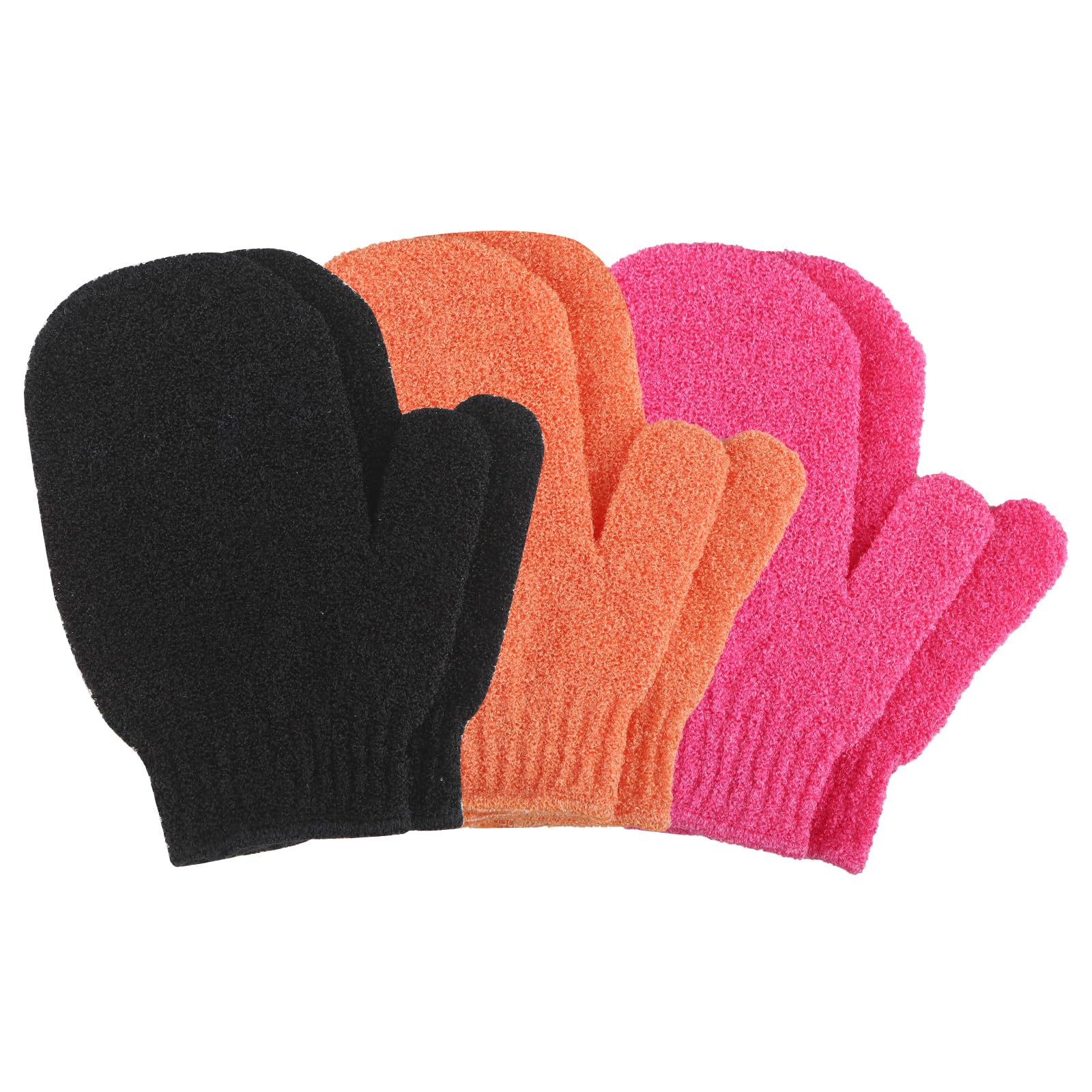 Exfoliating Gloves, 6pcs Bath and Body Exfoliator Mitts, Bamboo Shower Gloves, Scrubs Away Ingrown Hair and Dead Skin, for Shower, Spa, Massage and Dead Skin Cell Remover Loofah