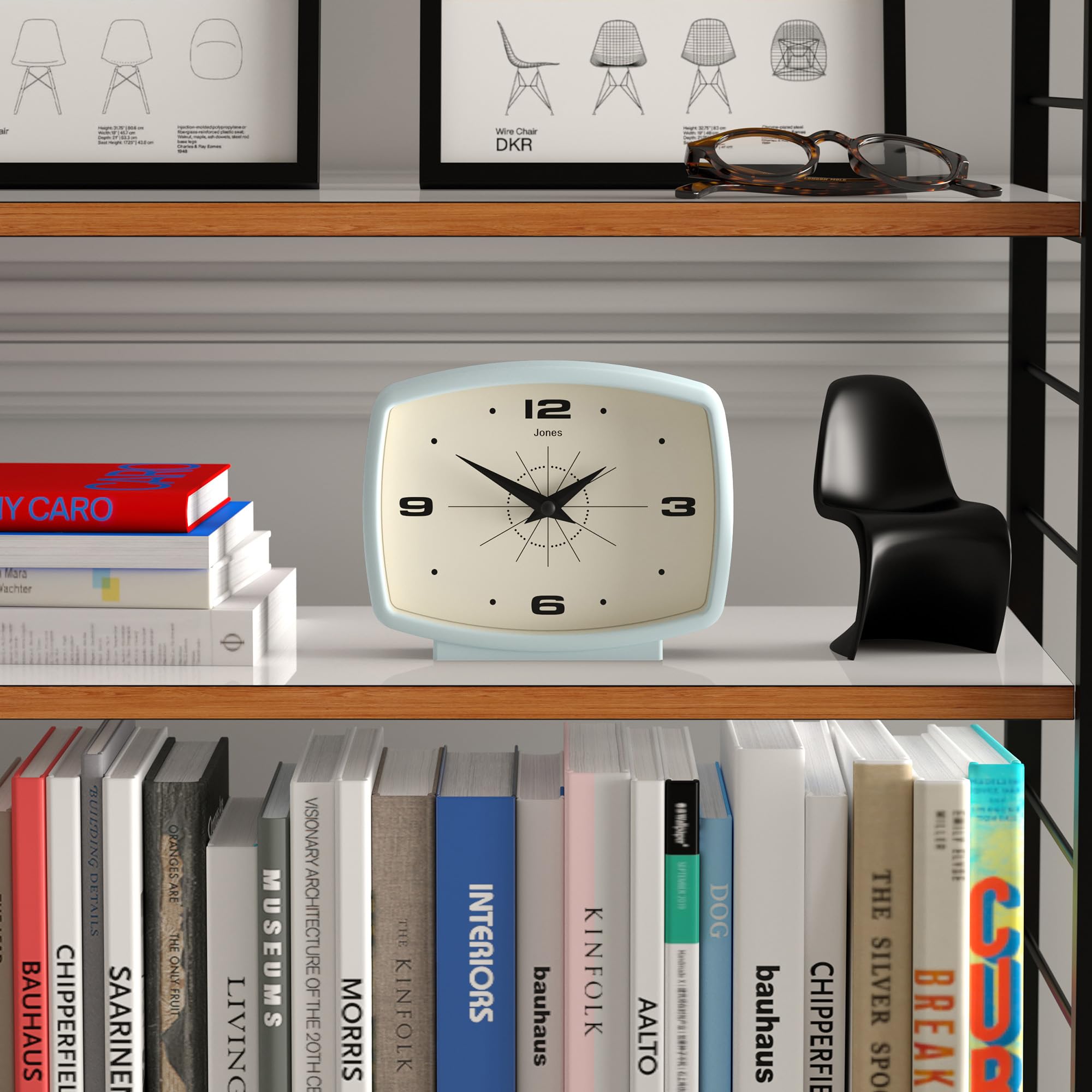 Jones Clocks® Film desk clock, Blue, 13.5 cm x 17.5 cm x 4.5 cm - Image 3