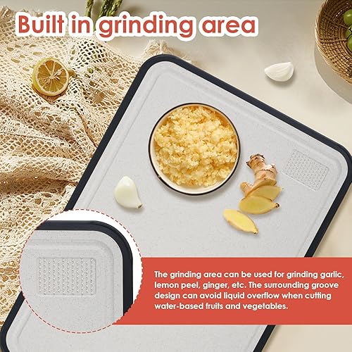 Miniatura 6 de Tabla de cortar de doble cara de acero inoxidable resistente y PP para cocina con área de molienda, tabla de cortar carne, apta para lavavajillas