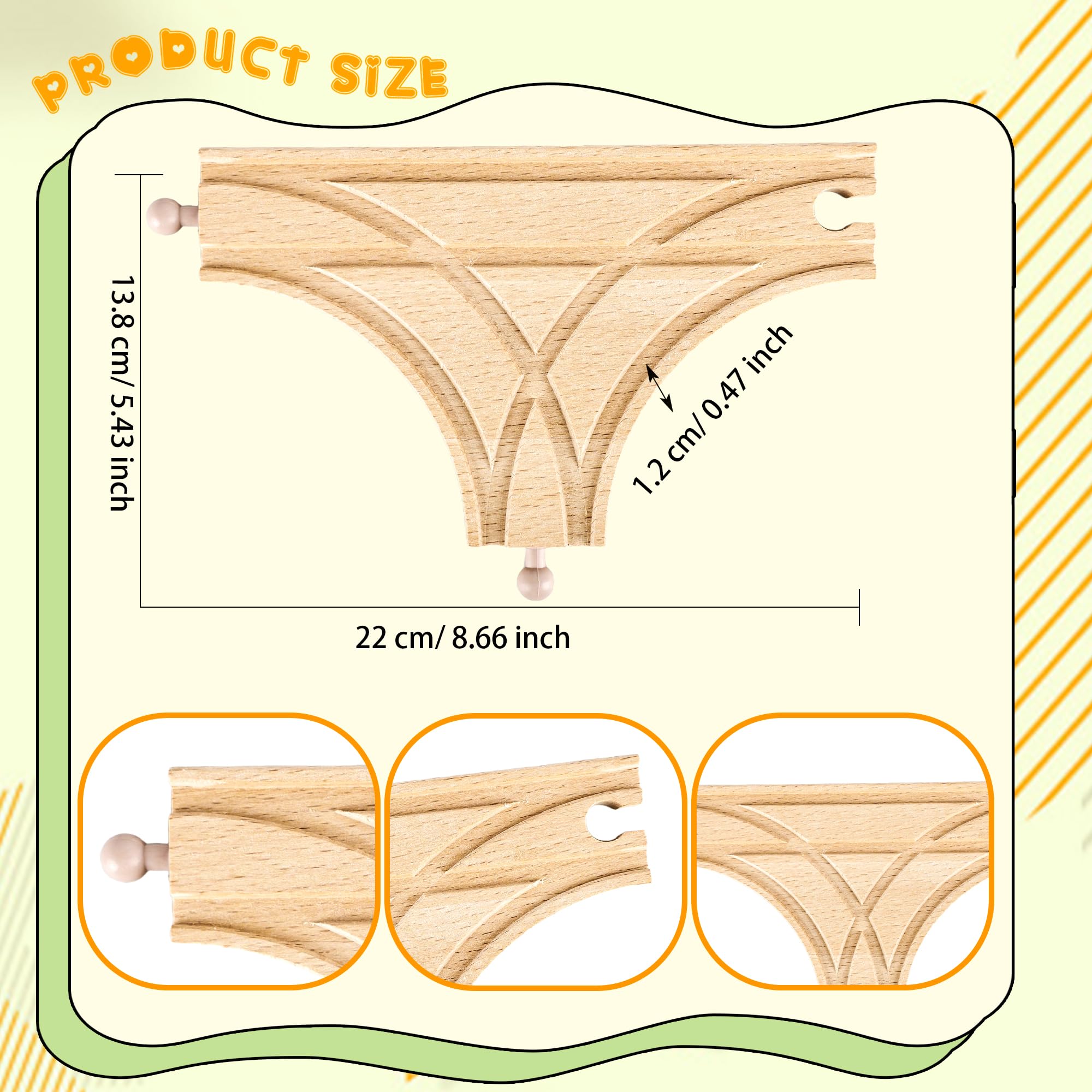 4 Pack Wooden T Train Track Train Wood Track Accessories Multi Way Switch Expansion for Most Major Toy Trains Railway Table Activities Games