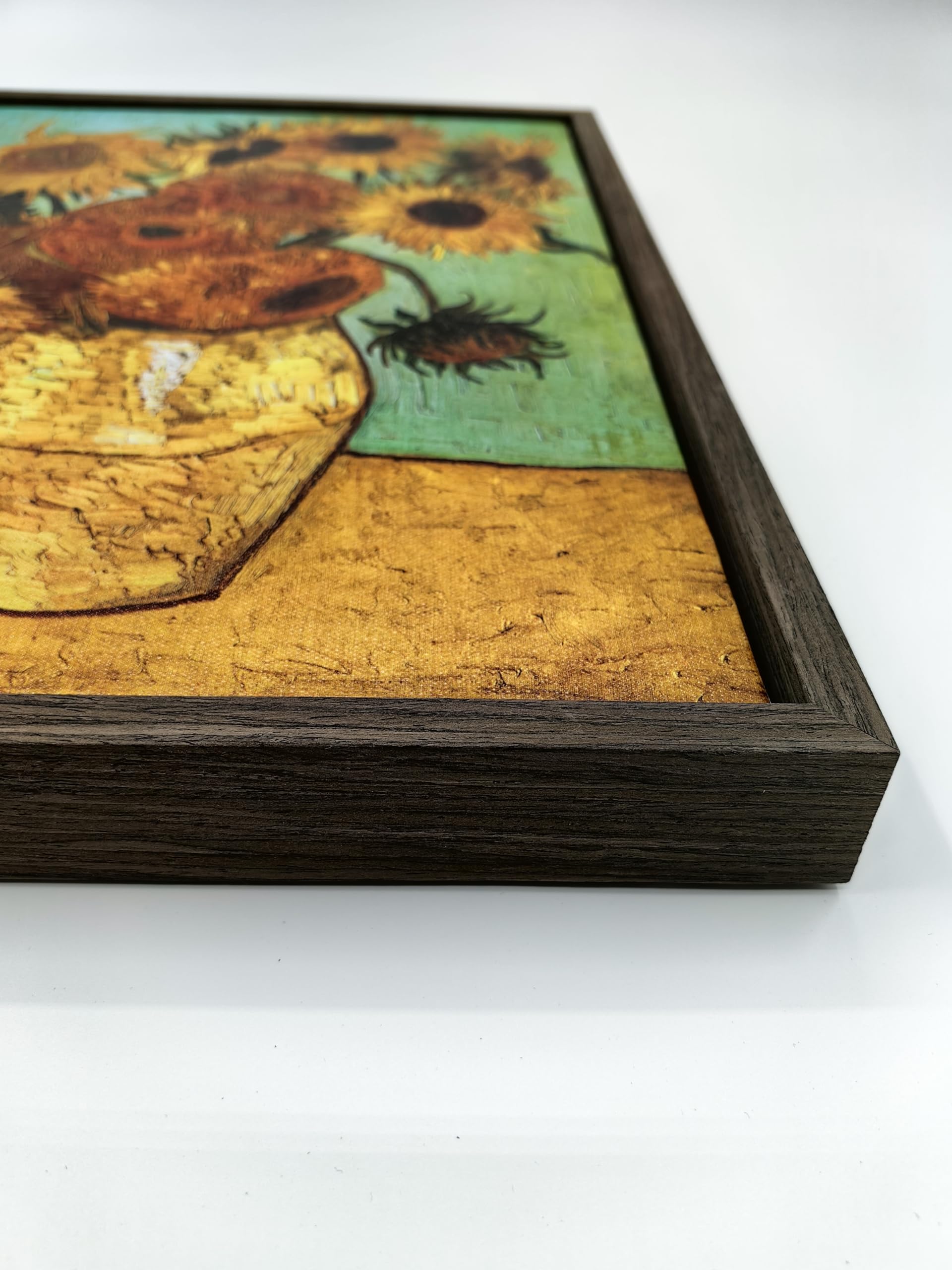 Cadre flottant à motif grain de bois massif pour œuvres d'art de 40,6 x 50,8 cm, profondeur de 2,2 cm et espace de 0,3 cm, cadre flottant en toile en bois massif véritable