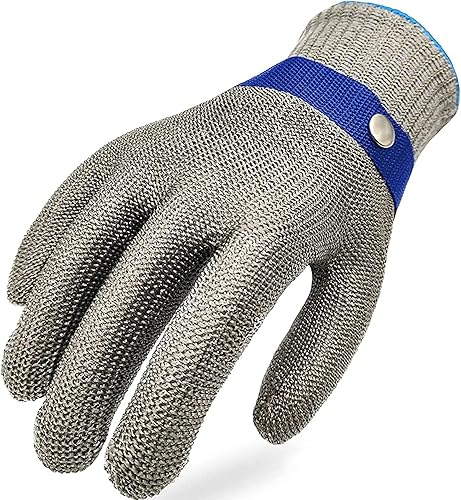 TS 2.0 ANSI A9 - Guante resistente a los cortes de malla de acero inoxidable, guante de alambre de metal, duradero, a prueba de óxido, fiable para