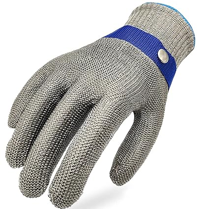 Stainless Steel Mesh Metal Wire Gloves Cut Resistant Level 9 Durable Rustproof Butcher Glove Kitchen Cutting Heavy Protection. (MEDIUM)