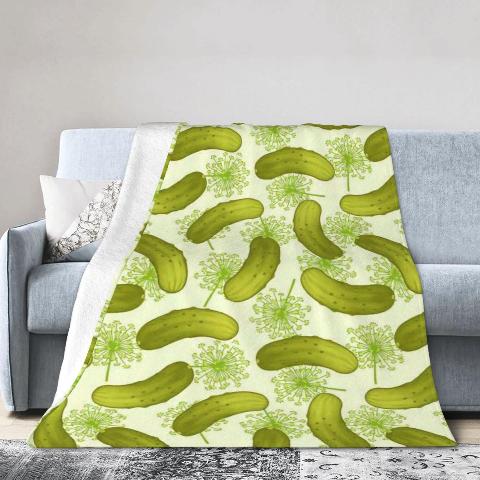 Melbrakin Black Dill Pickles Blanket Super Soft Flannel Blanket Comfy Cozy Throw Blanket Couch Lightweight Blankets For Living Room Bedroom 50"X40"