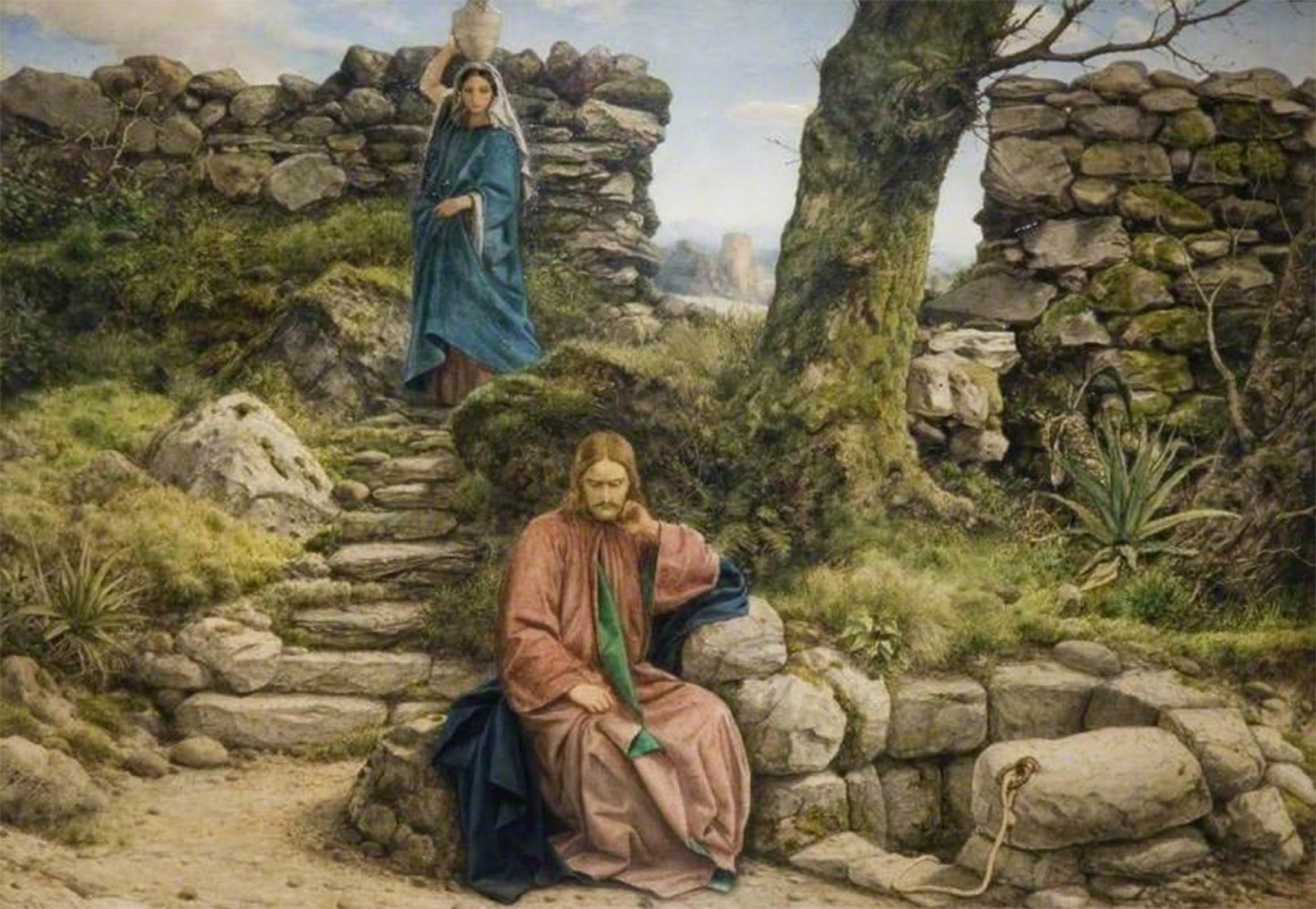 ARTXLXXBN Famous Art Print Poster Vintage Wall Art the Woman of Samaria by William Dyce Canvas Art Poster for Home Decor 60x90cm