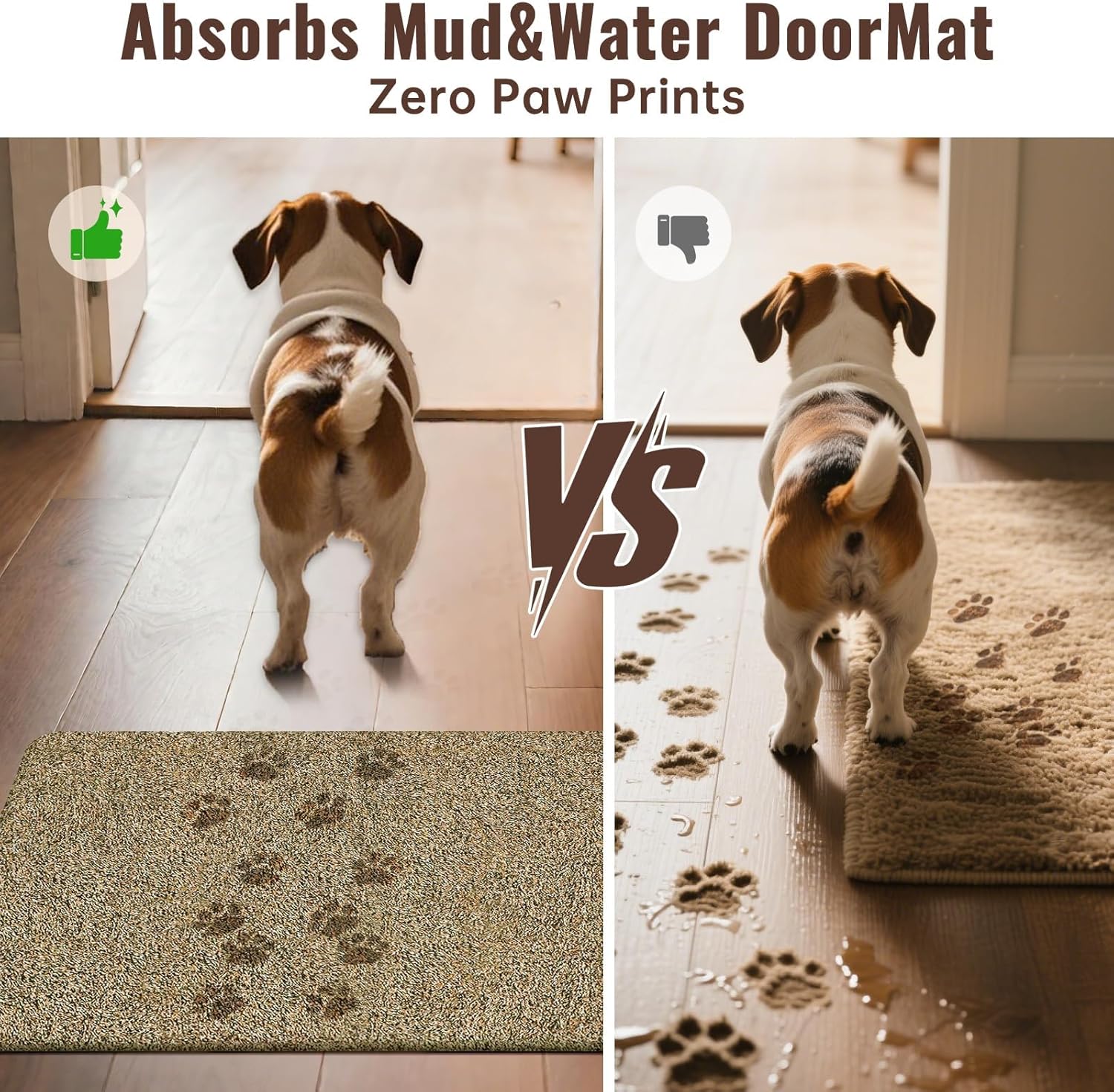 BEAU JARDIN 36"x24" Doormat Super Absorbent Mud Entryway Non-Slip for Dog Paws Dirt Wipe Trapper Mats Entrance Welcome Doormat Shoes Scraper Low Profile Latex Backing Washable