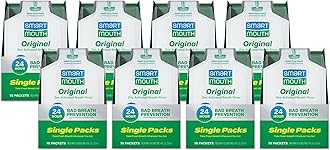 SmartMouthMouthwash Travel Packets for 24 Hours of Fresh Breath Guaranteed, 8 Boxes, 10 packs each