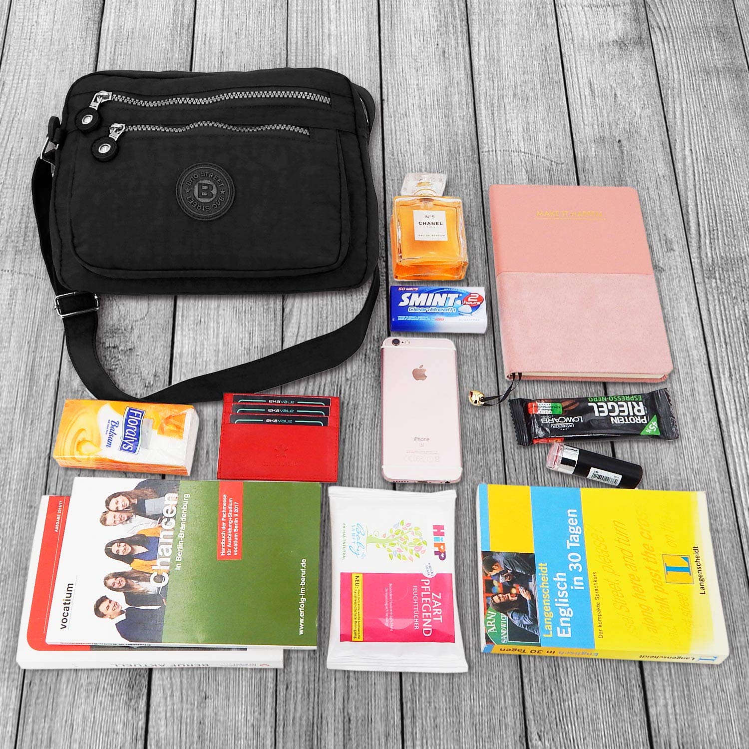 ekavale - Kleine Schultertasche aus Wasserabweisendes Nylon – Handtasche für Damen & Mädchen - Crossbody Bag - Leichte Umhängetasche