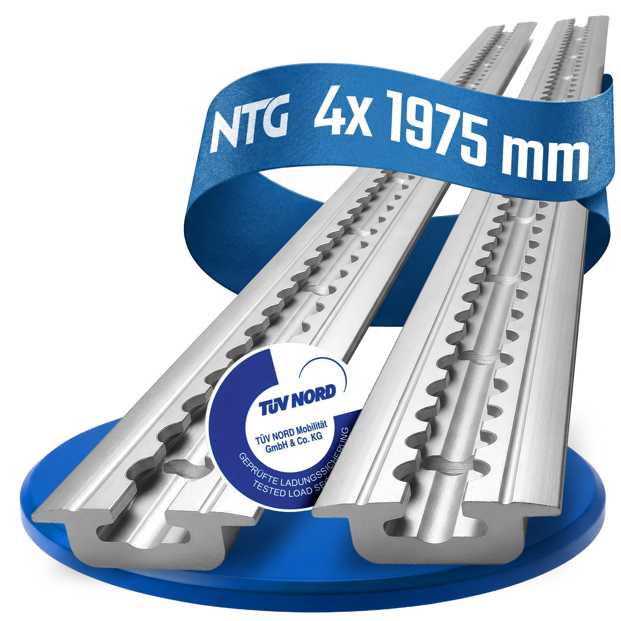 NTG Lot de 4 rails aéronautiques en aluminium, 2 m, à encastrer, escamotables comme profilé de sol, avec trous, 1975 mm (total 8 mètres)