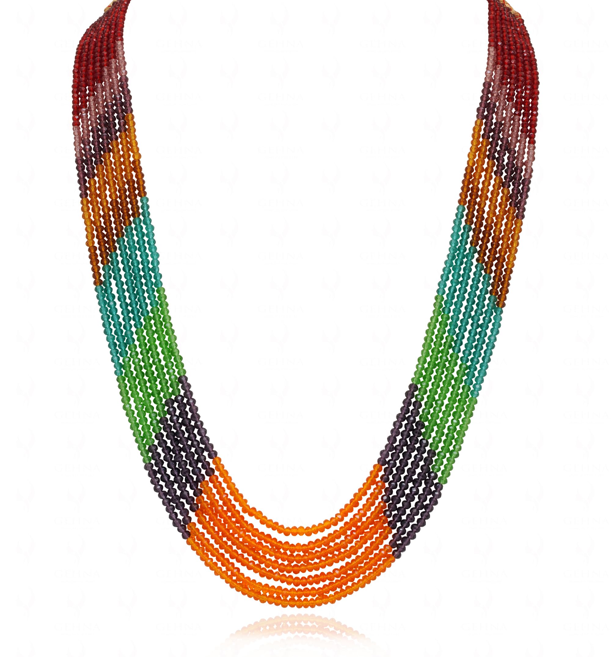gehna 7 Layer Beautiful Multi Color Zircon Rainbow Bead Necklace For Women - CN1075 (Multicolor)-picture-18