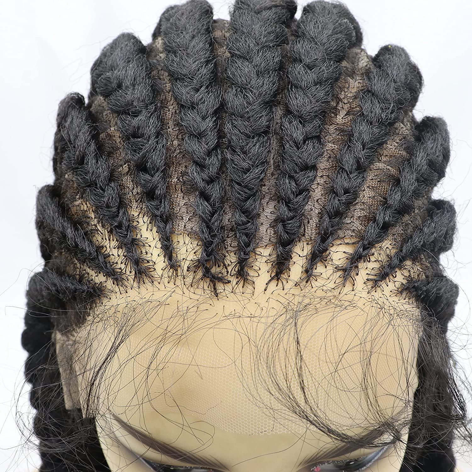 xiweiya Braided Lace Wig Hand-Braided Full 360 Crochet Lace Frontal 9X Twist Braids Wigs with Baby Hair for Black Women 100% Black Synthetic Lightweight Hand-Tied Lace Front Box Braided Wig