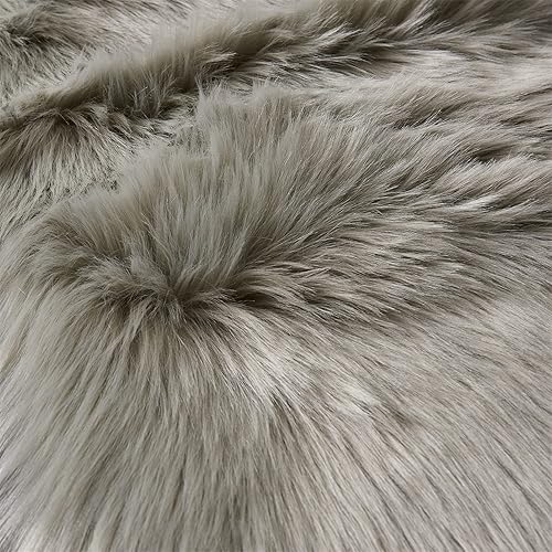 Miniatura 5 de Arbosofe Alfombra de piel sintética ultra suave, alfombra de piel lanuda esponjosa gris claro para dormitorio y sala de estar, decoración de