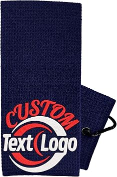 Custom Embroidered Golf Towel Personalized Text/Word/Logo/Image Monogrammed Golf Towels with Clip Golf Towel for Golf Gifts