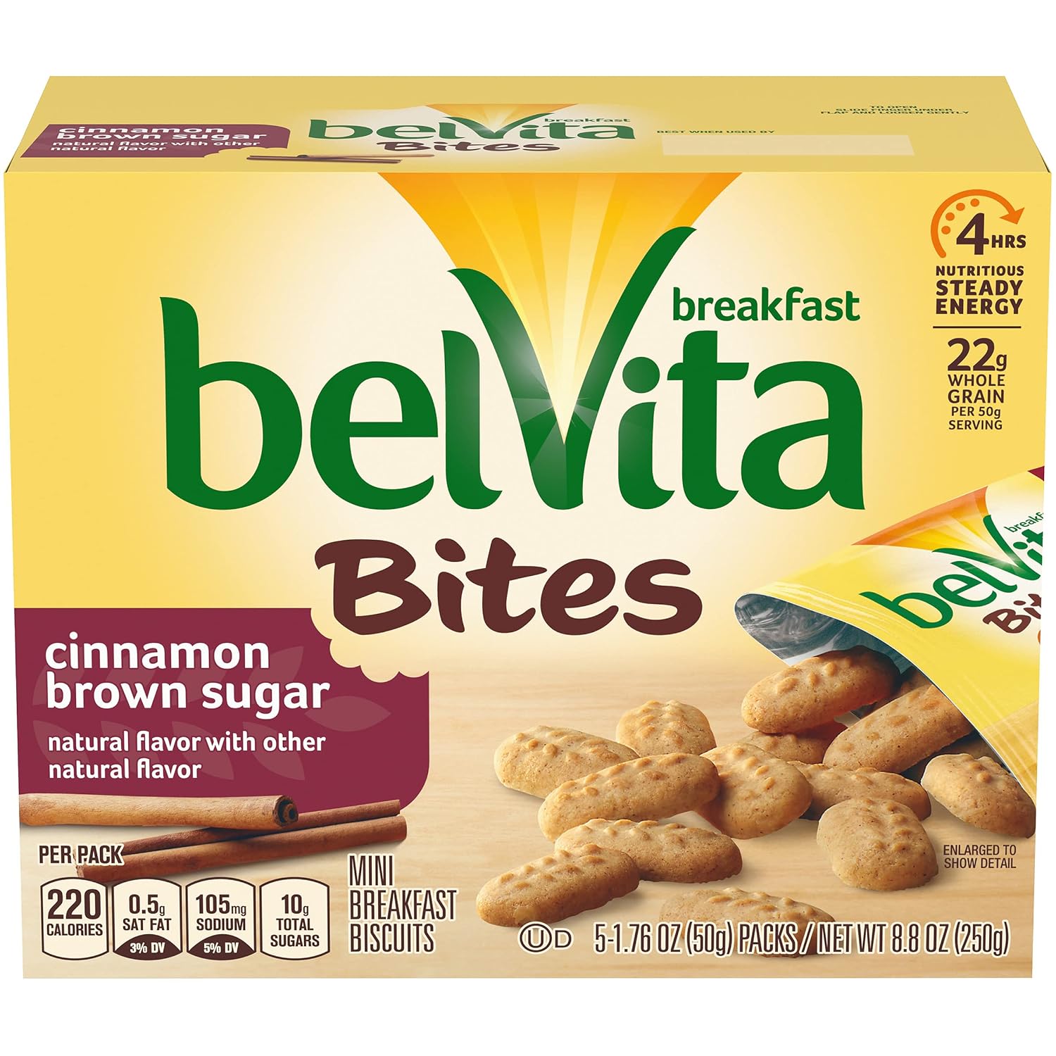 belVita Cinnamon Brown Sugar Mini Breakfast Biscuit Bites, 5 Packs