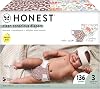 The Honest Company Clean Conscious Diapers | Plant-Based, Sustainable | Wild Thang Flower Power | Super Club Box, Size 3 16-28 lbs, 136 Count